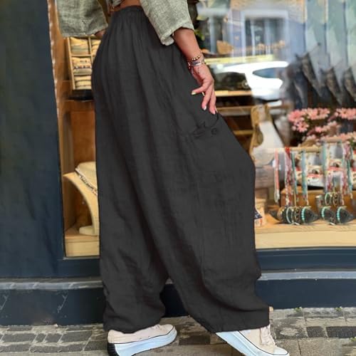 FZVYD Women Cotton Linen Tapered Leg Sweatpants