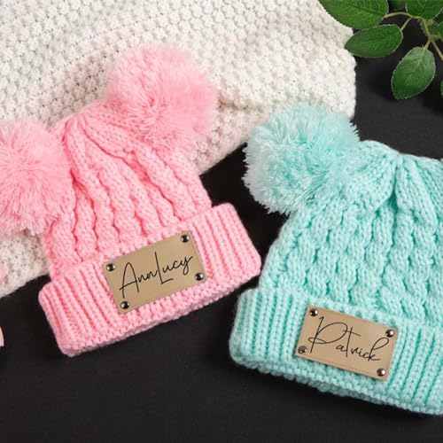 Personalized Engraved Baby Twist Beanie with Pom