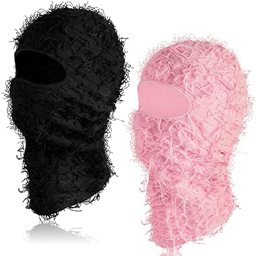 Newcotte 2-Pack Distressed Balaclava Ski Mask - Windproof Full Face