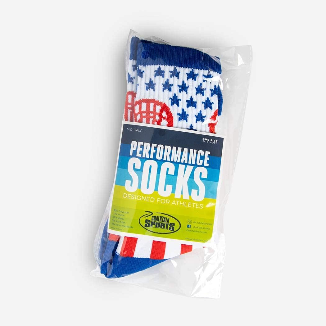 ChalkTalkSPORTS Lacrosse Performance Crew Socks - Patriotic USA