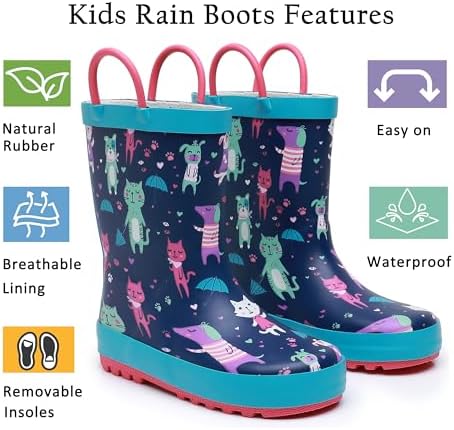 LANCDON Toddler Rain Boots for BoysGirls Waterproof Durable