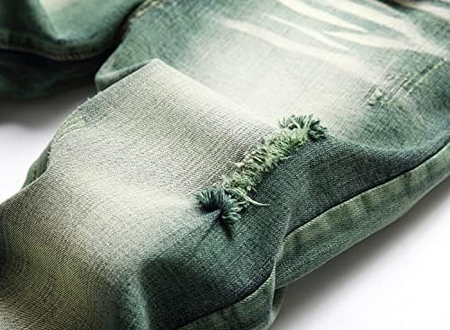 Mens Ripped Distressed Destroyed Straight Fit Washed Denim Jeans