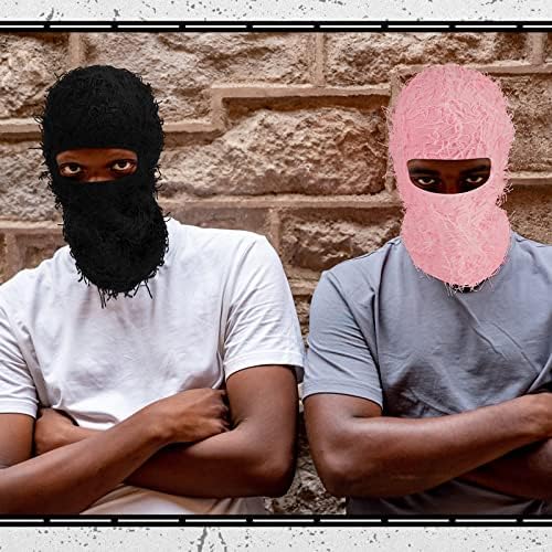 Newcotte 2-Pack Distressed Balaclava Ski Mask - Windproof Full Face