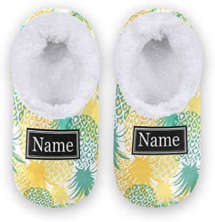 Pigsaly Custom Yellow Blue Pineapple Kids Slipper