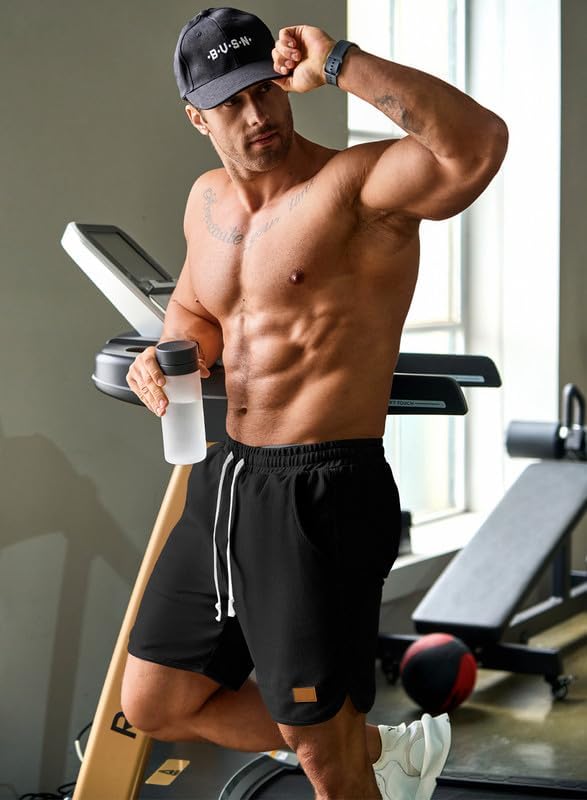 JMIERR Mens Waffle Sweat Shorts with Elastic Waist and Drawstring