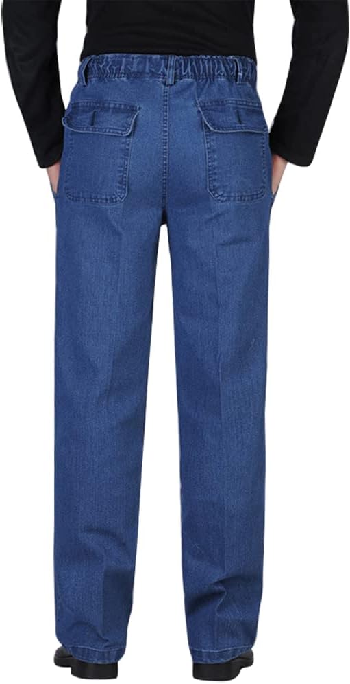 IDEALSANXUN Mens Elastic Waist Denim Pants