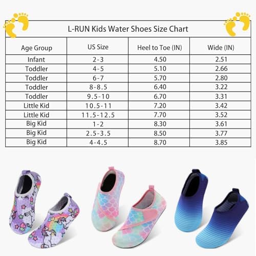 L-RUN Toddler Water Shoes Barefoot for Beach Pool Surfing Yoga