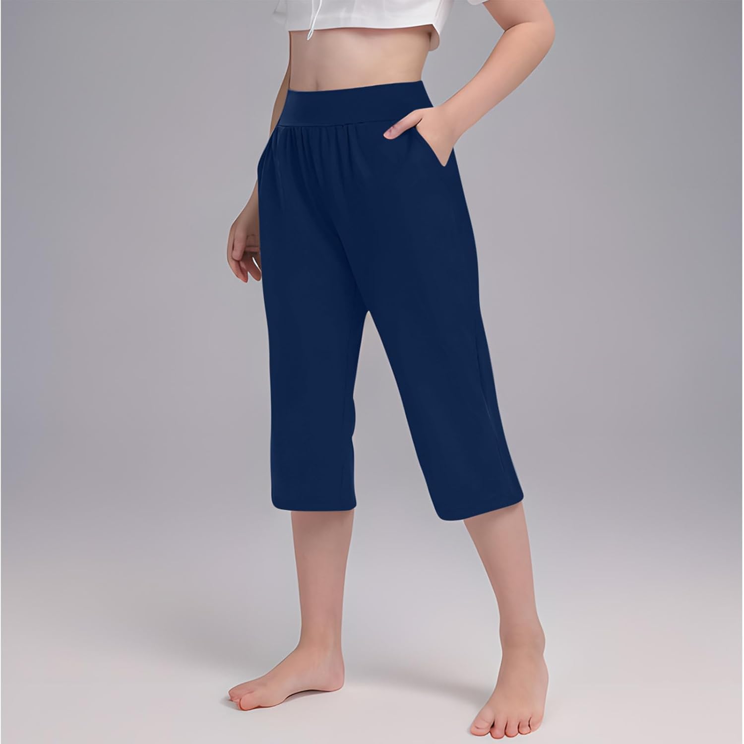 Girls High Waist Capri Yoga Pants
