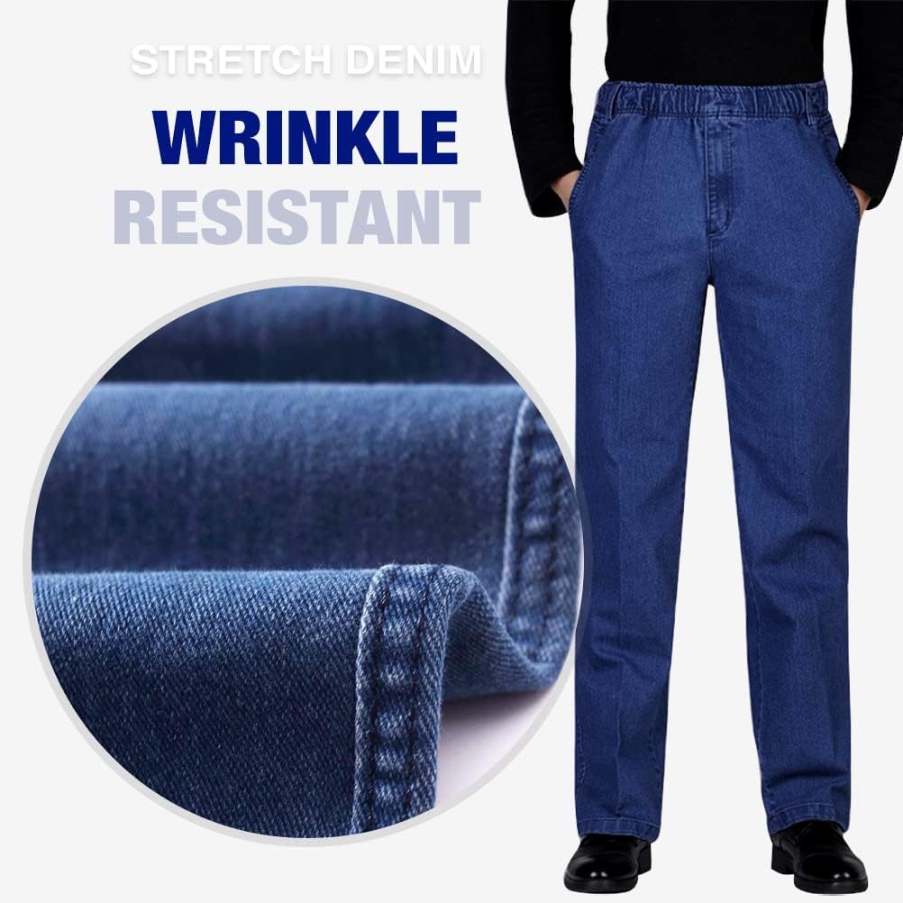 IDEALSANXUN Mens Elastic Waist Denim Pants