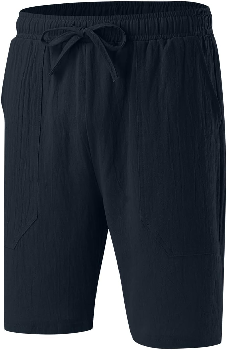 CRNTCEM Mens Lightweight Cotton Linen Shorts