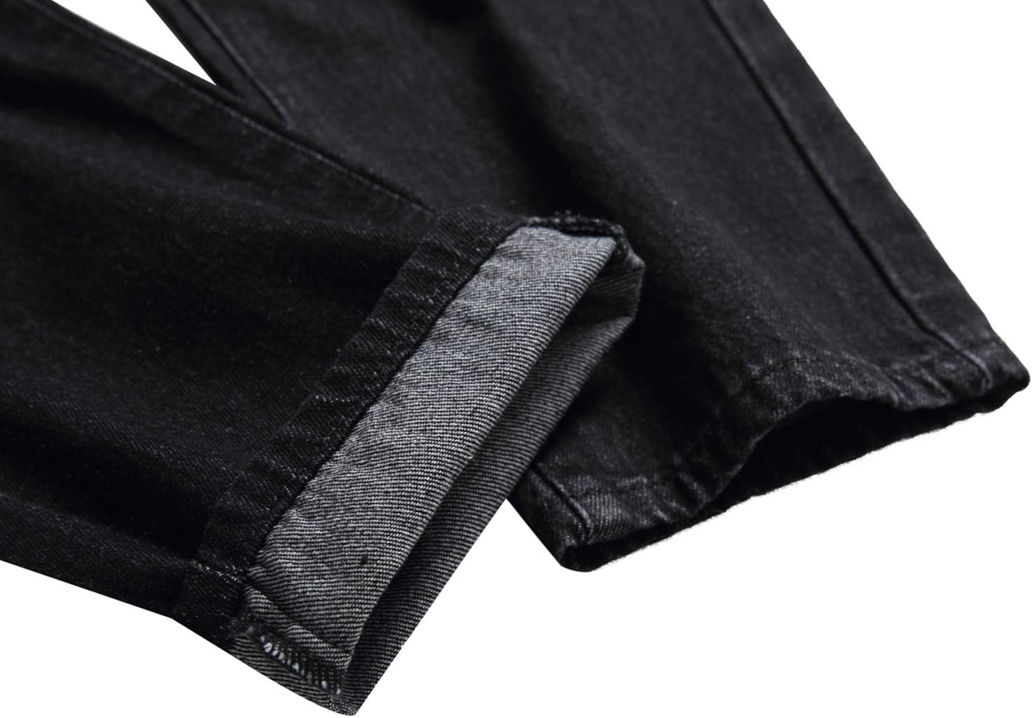 QIMYUM Mens Ripped Jeans Slim Fit Straight Leg Denim Pants