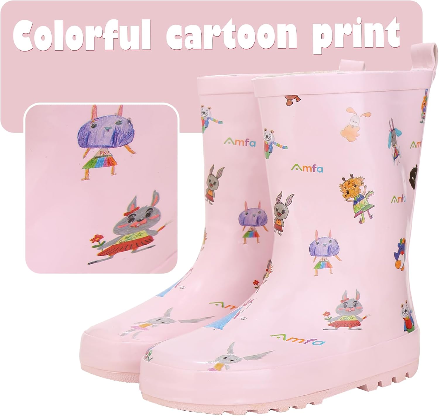 SwiftFrog Unisex Kids Print Rain Boots waterproof stylish