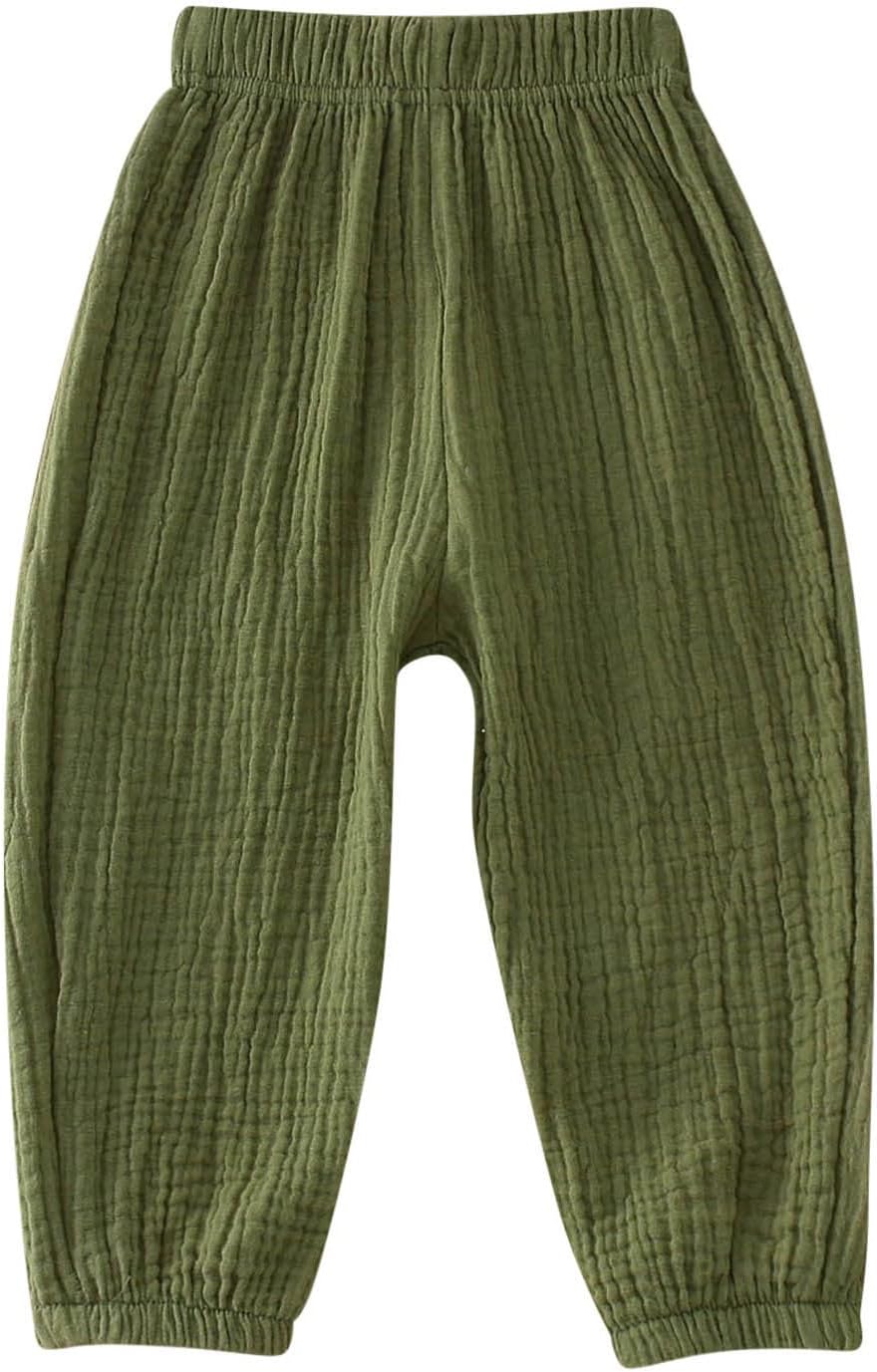 Toddler Baby Cotton Linen Joggers for Boys Girls Basic Harem Pants