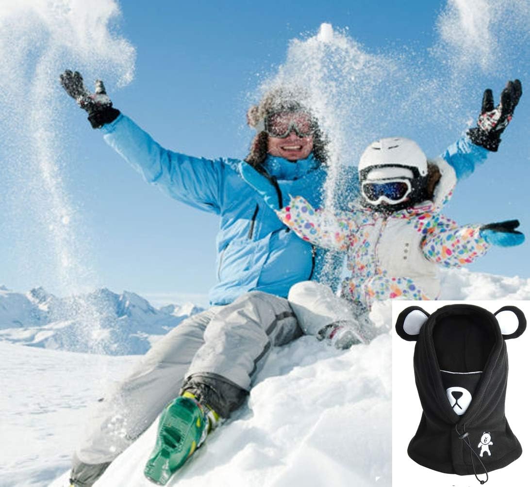 boys girls winter warm balaclava hat with mask neck warmer