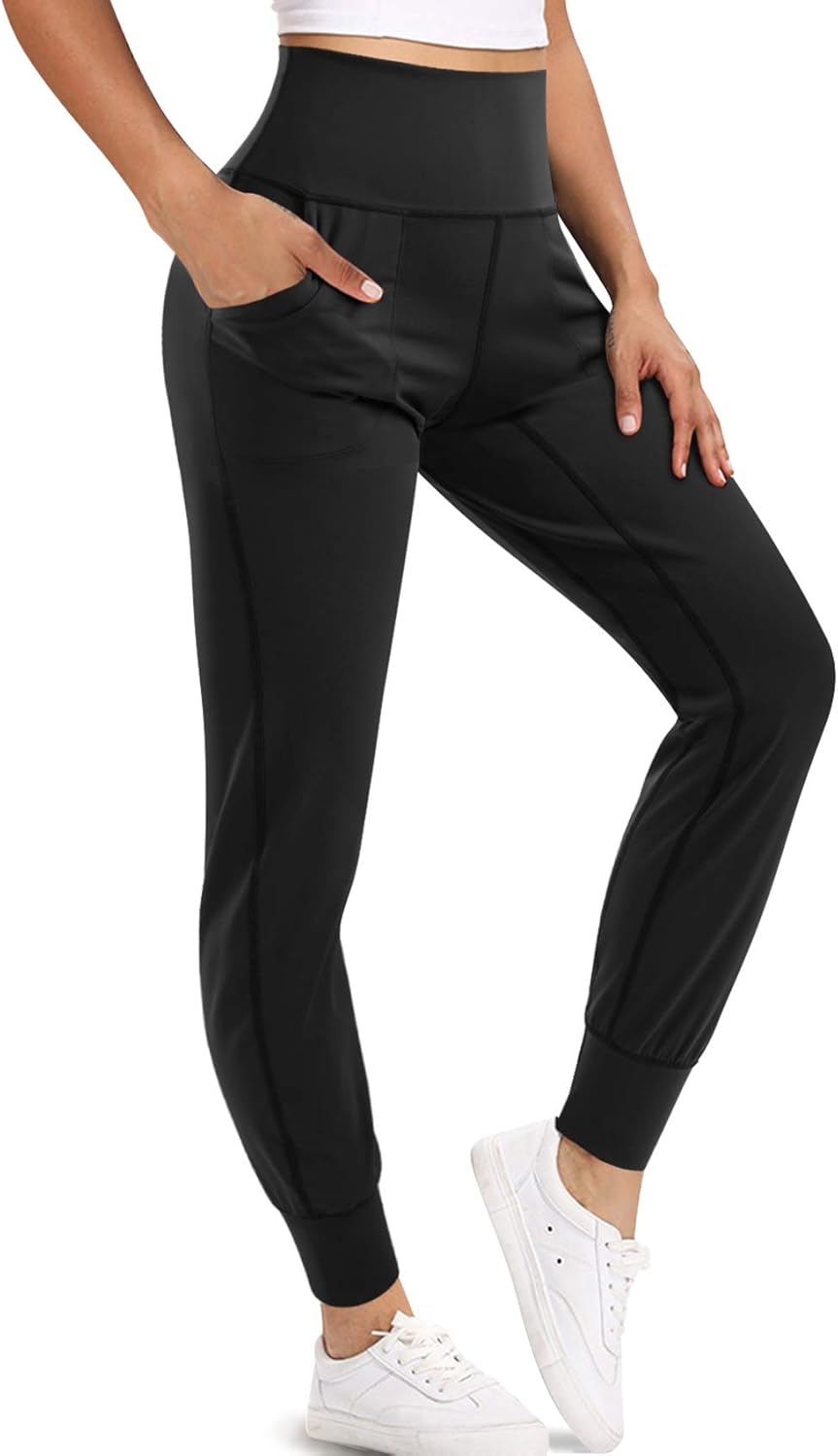 LEINIDINA Womens High Waisted Jogger Pants with Pockets