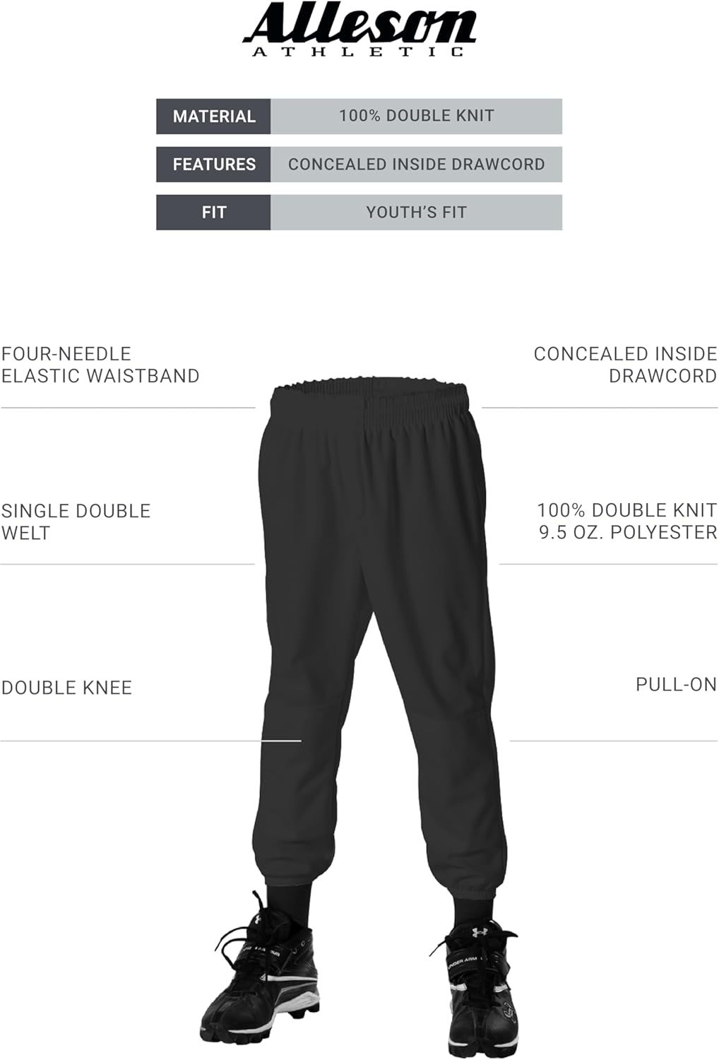 Alleron Athletic Kids Baseball Pants - Unisex-Teen Youth Pull-On
