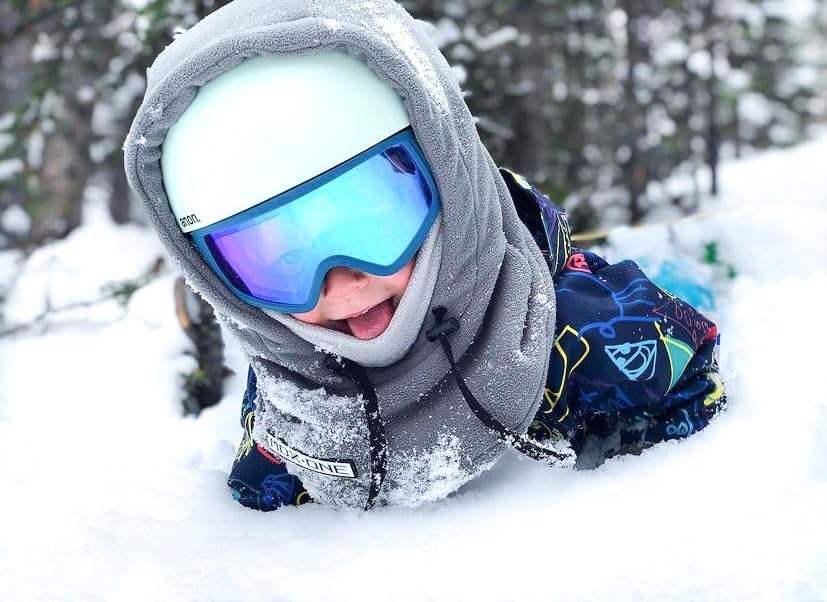 MDXONE Kids Balaclava Face Mask with Buttons - Windproof and Stylish Indigo