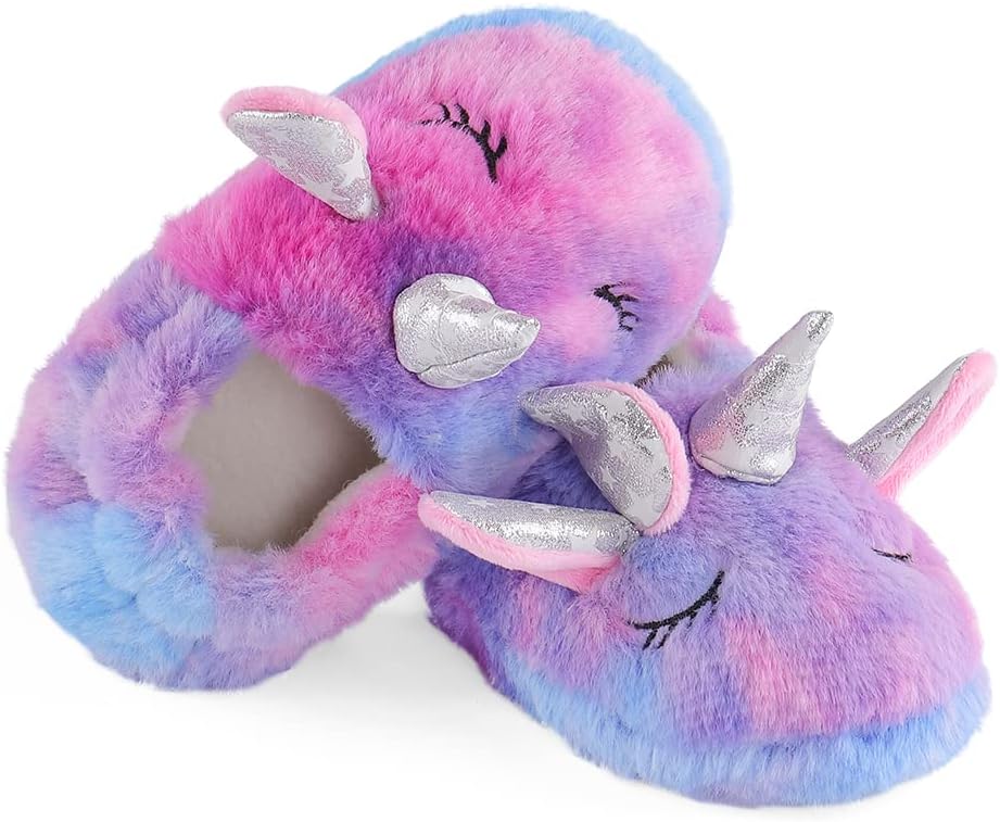 KAKU NANU Toddler Slippers Cute Animal Fleece Winter Shoes Durable Cozy