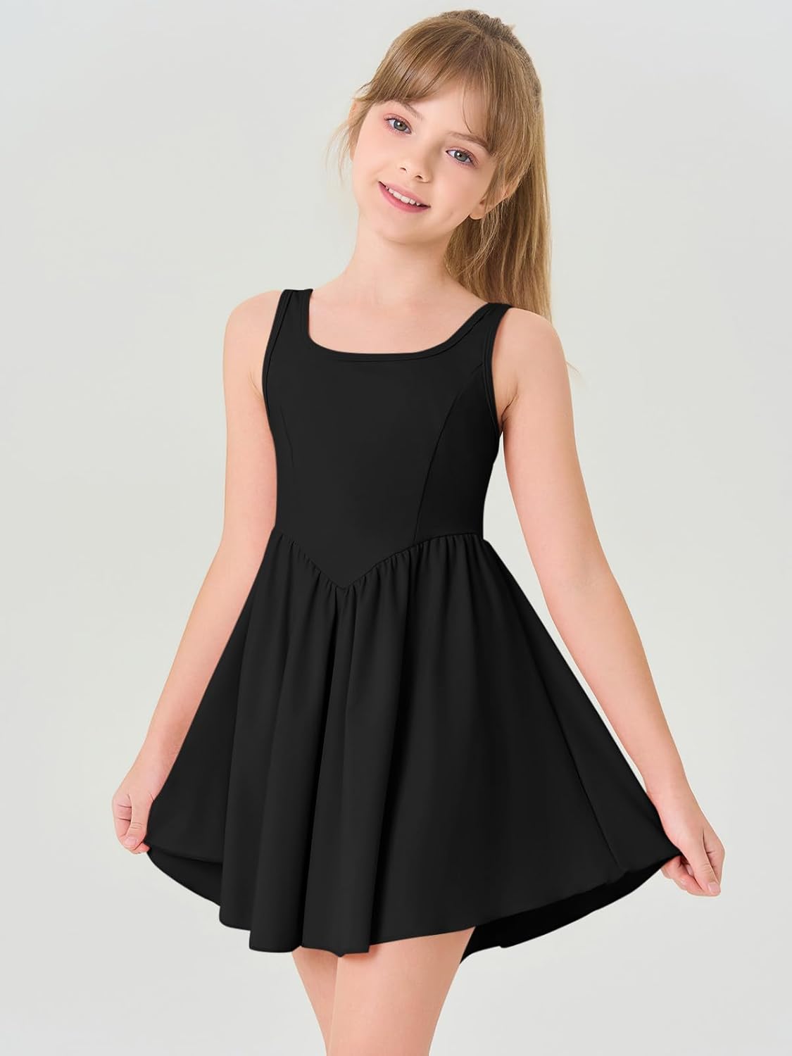 Haloumoning Girls Adjustable Workout Tennis Dress 5-14