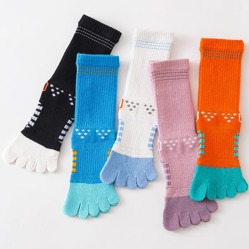 Pursuestar 2 Pairs Five Finger Toe Socks for Kids 6-15 Years