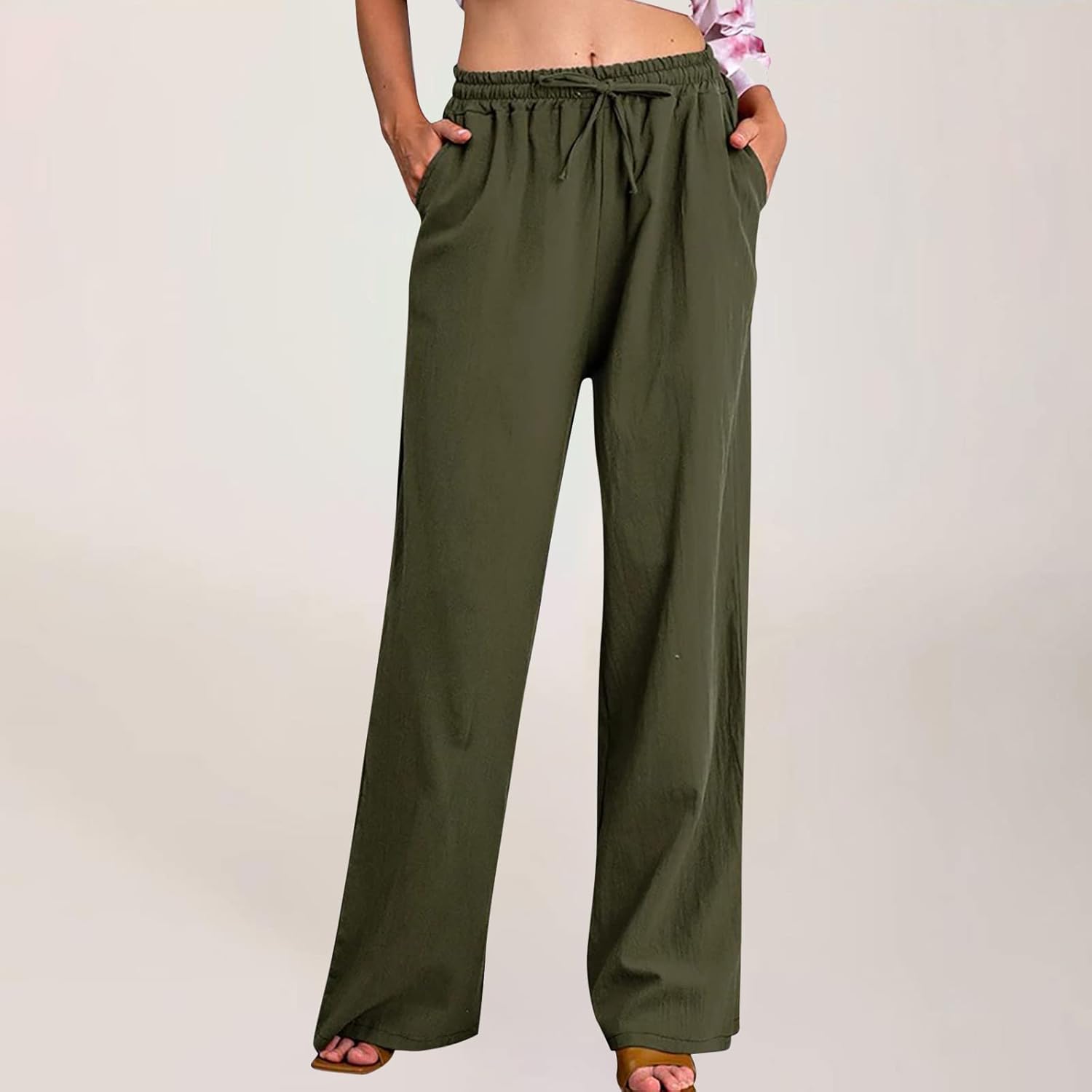 SMIDOW Womens Wide Leg Linen Pants 2023 Summer