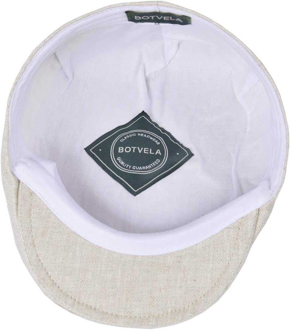 Mens Linen Flat Cap Newsboy Style - BOTVELA