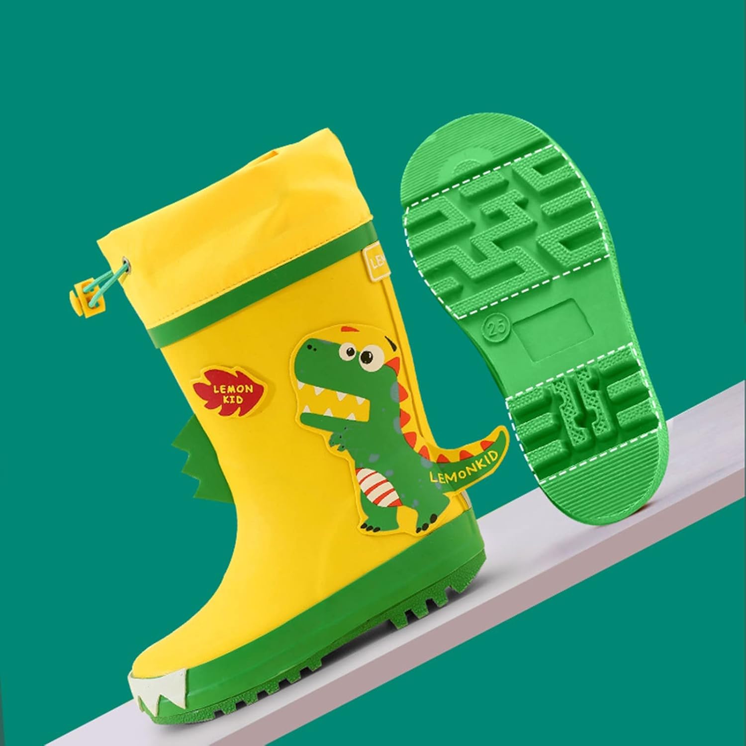 Sturdy Dinosaur Print Rain Boots for Kids