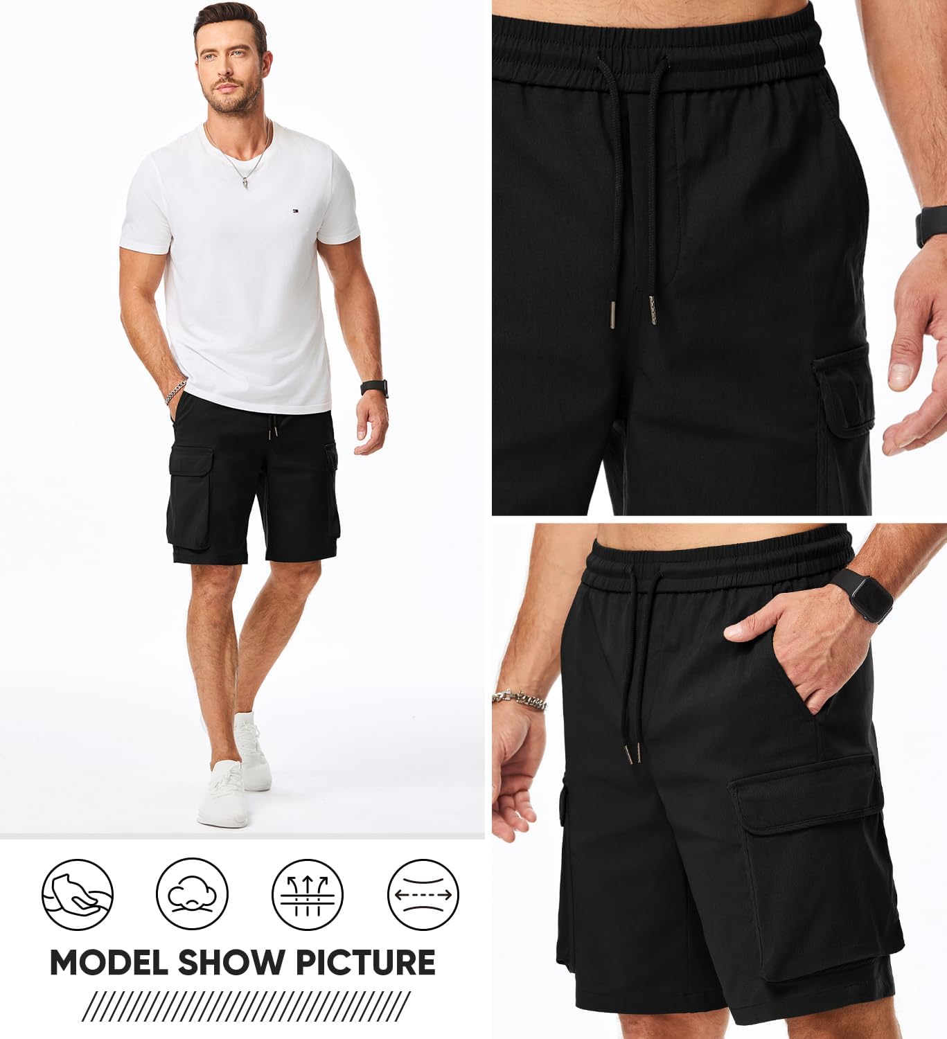 Mens Stretch Cargo Shorts