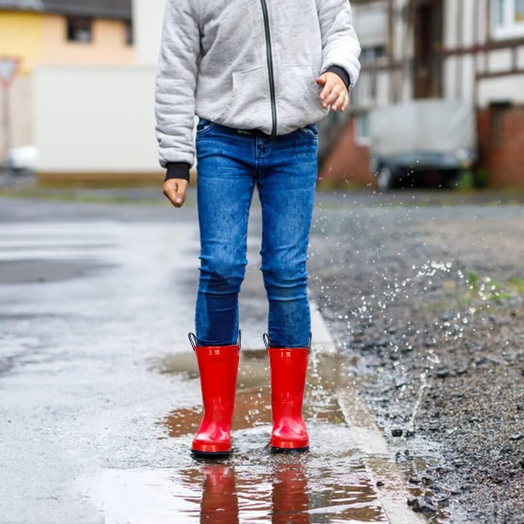 EUXTERPA Boys Girls Rain Boots Toddler Kids Waterproof Shoes