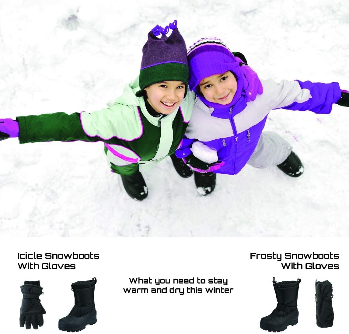 Frosty Kids Winter Boots Mitten Set Warm Waterproof Perfect for Snow Ice