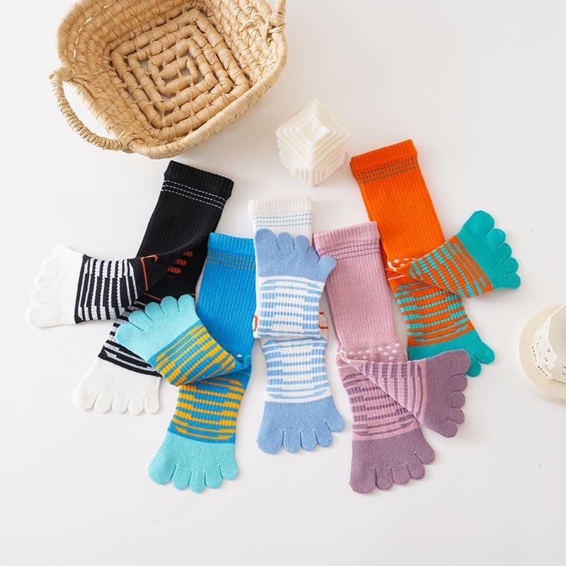 Pursuestar 2 Pairs Five Finger Toe Socks for Kids 6-15 Years