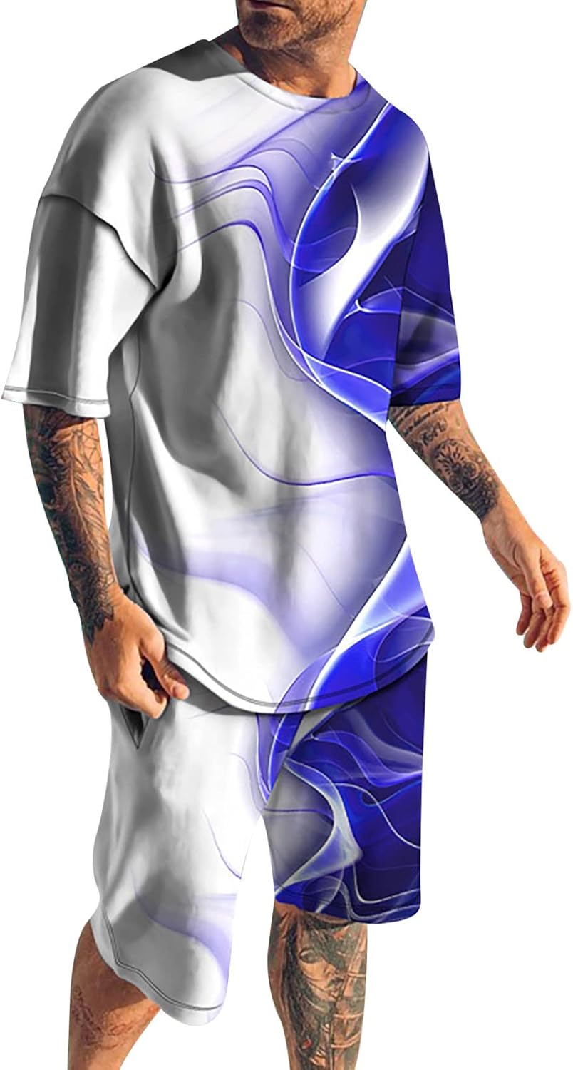 WUitopue Mens 2-Piece Summer Outfit Set - Lightweight and breathable with classic fit