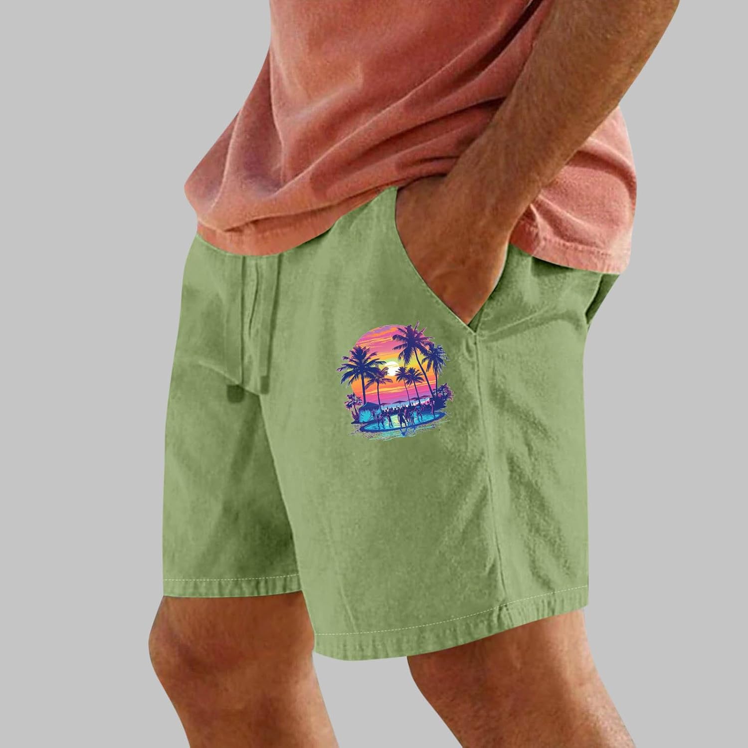 Hawaiian Print Lightweight Beach Shorts