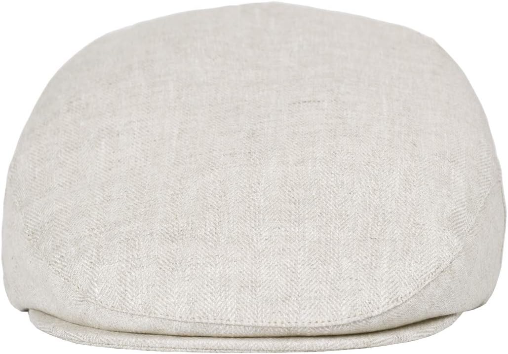 Mens Linen Flat Cap Newsboy Style - BOTVELA