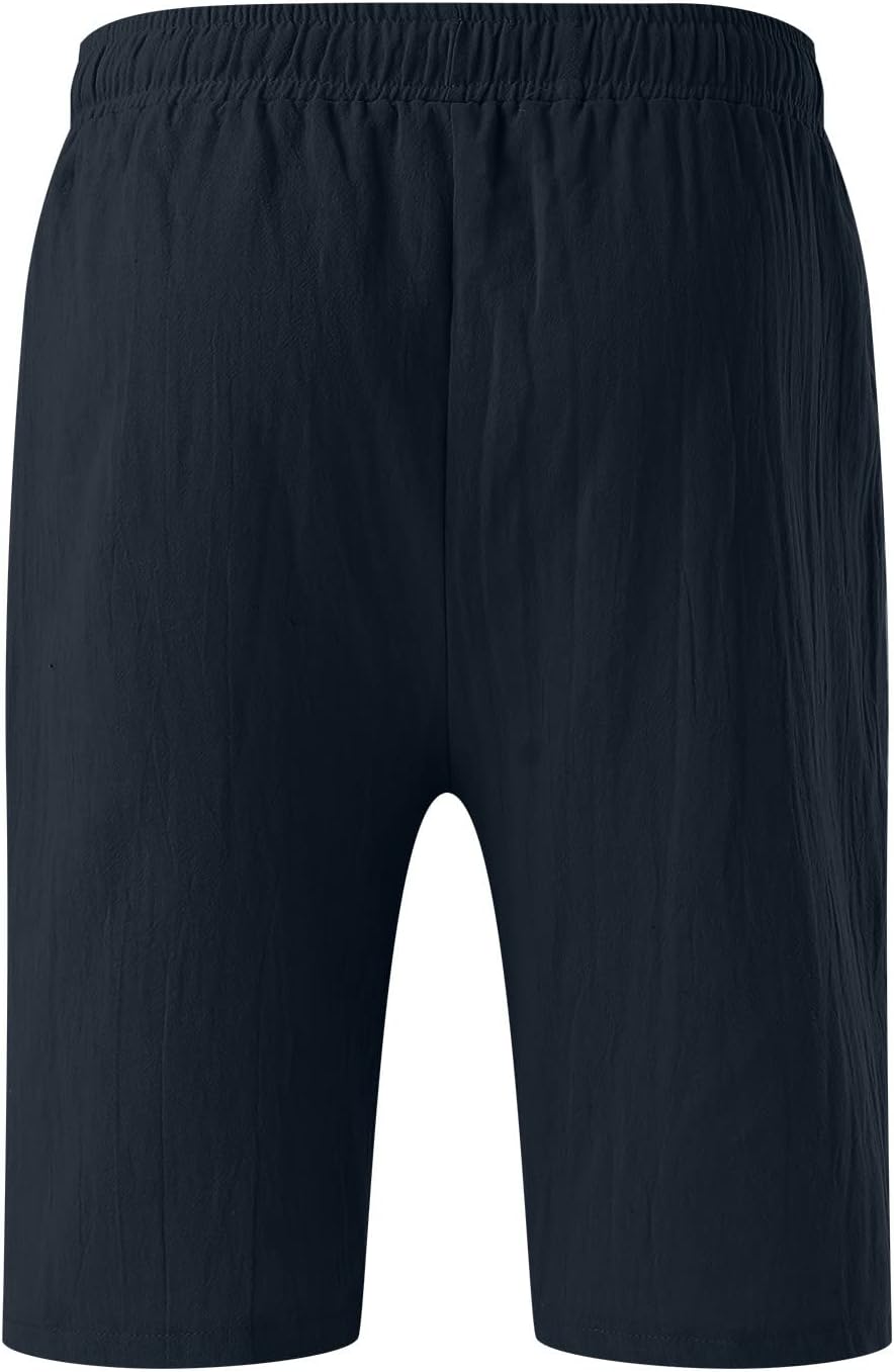 CRNTCEM Mens Lightweight Cotton Linen Shorts