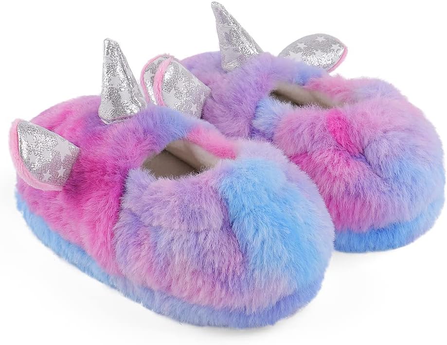 KAKU NANU Toddler Slippers Cute Animal Fleece Winter Shoes Durable Cozy