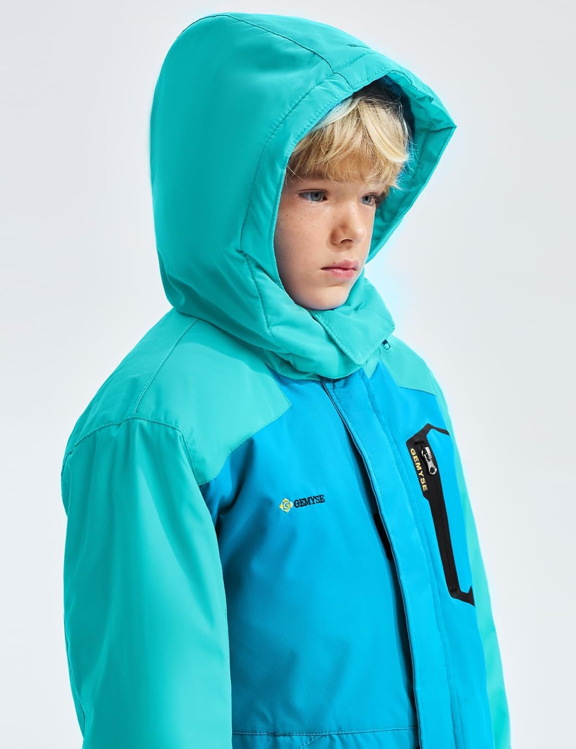 GEMYSE Boys Waterproof Ski Snow Jacket with Hooded Fleece