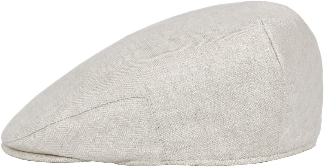 Mens Linen Flat Cap Newsboy Style - BOTVELA