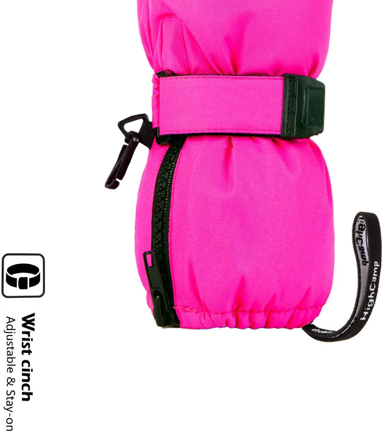 HIGHCAMP Winter Snow Mitten Gloves for Kids