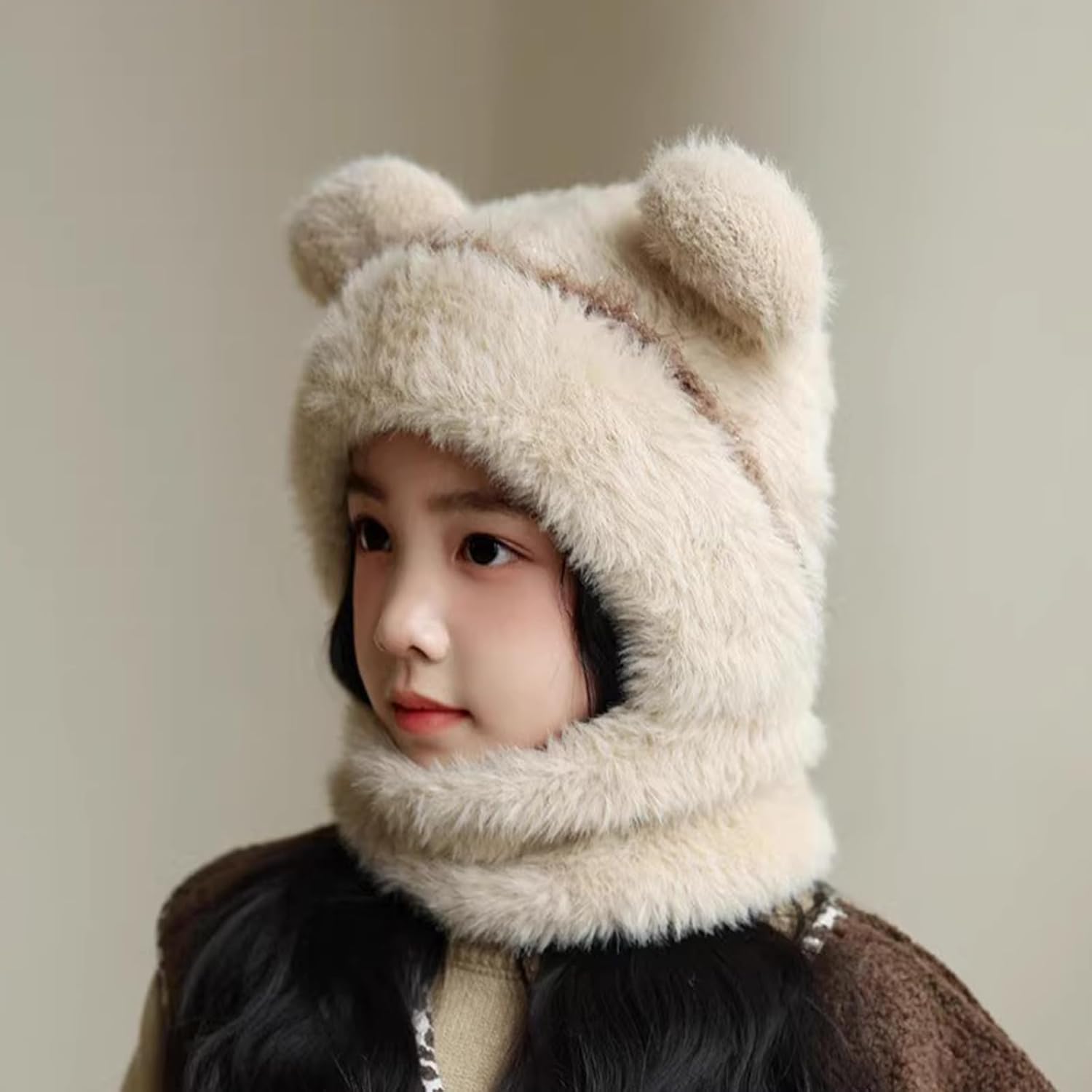 Winter Warm Hats for Kids Soft Material Bear Ears Design Windproof Comfy