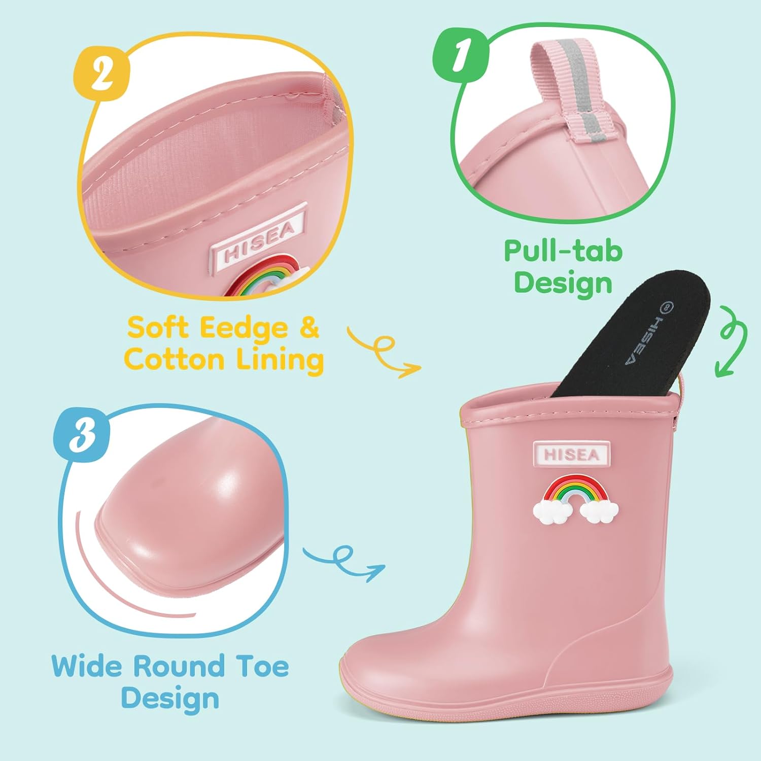 HISEA Toddler Rain Boots waterproof