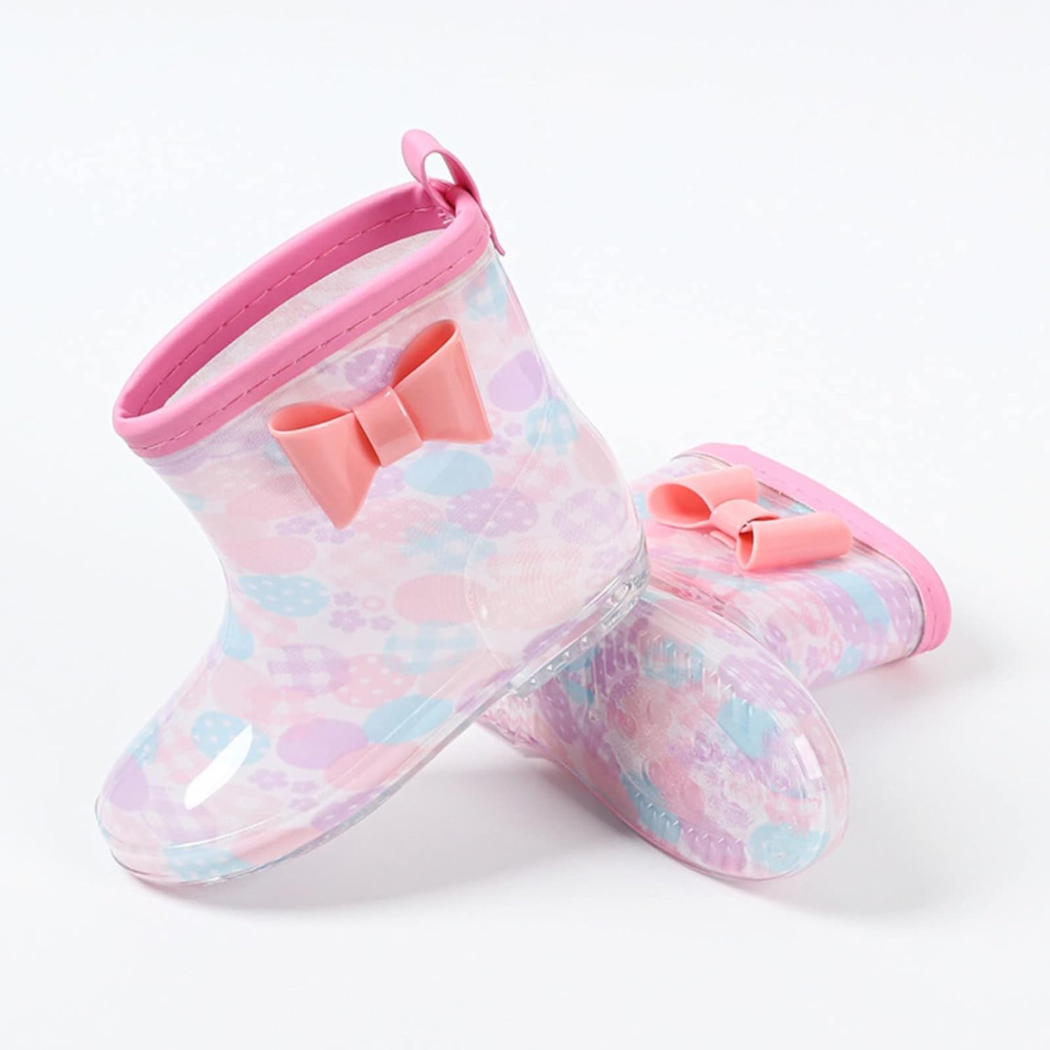 Toddler Rain Boots with Lights for Kids Yellow and Rainbow Designs