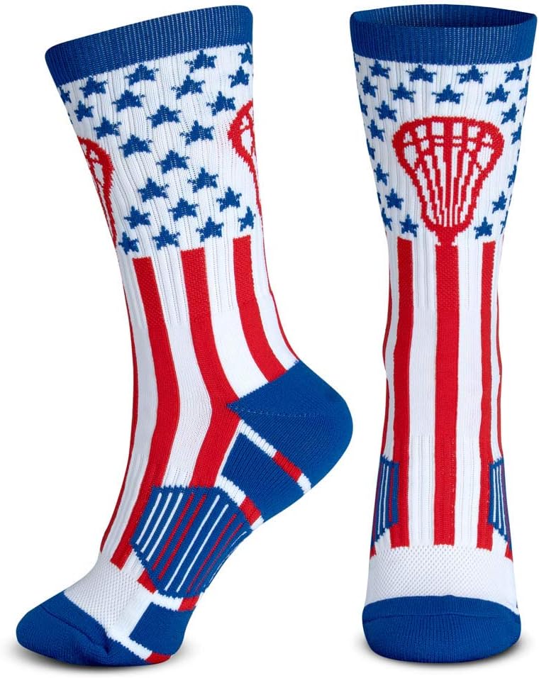 ChalkTalkSPORTS Lacrosse Performance Crew Socks - Patriotic USA