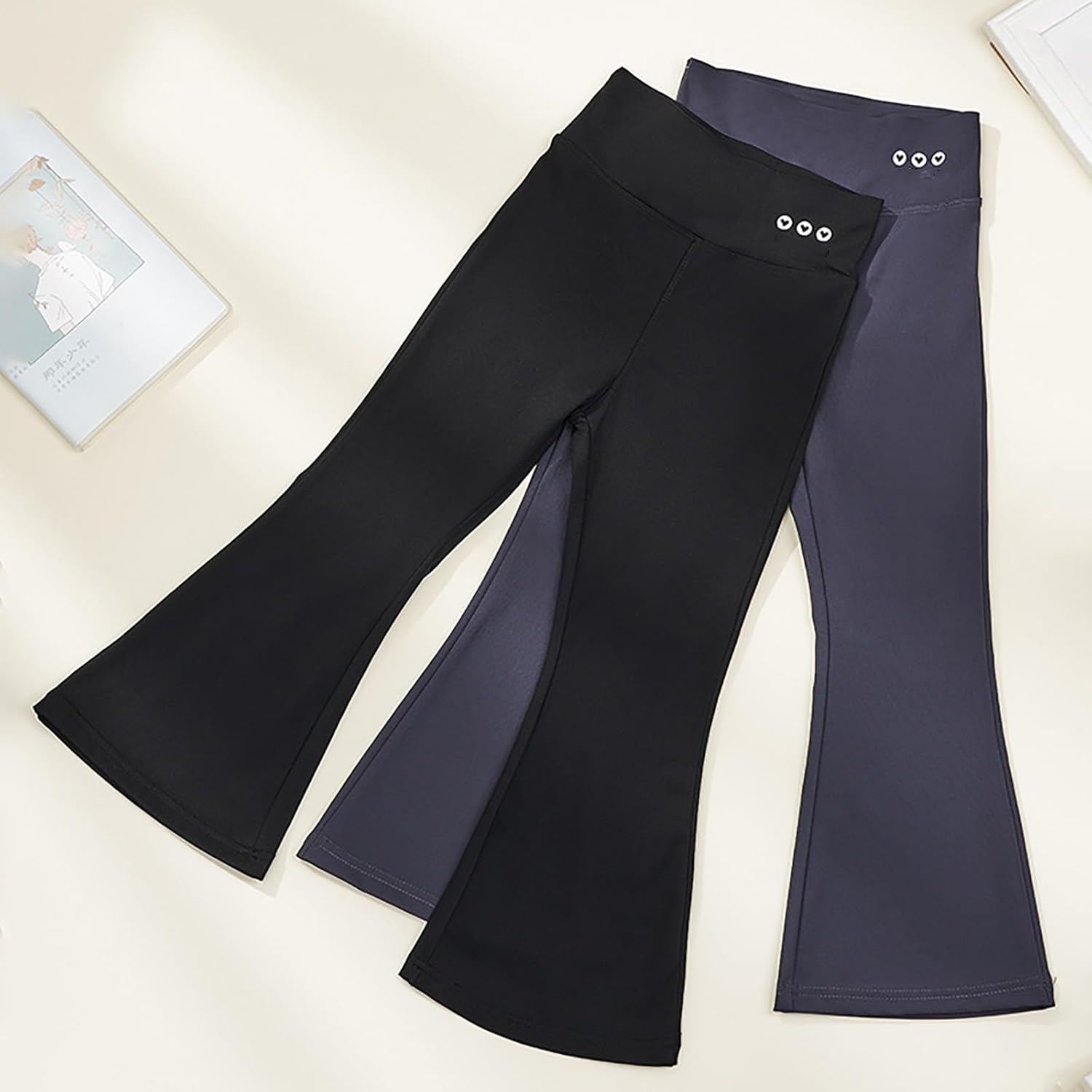 Girls Flared Leggings Elastic High Waisted Slim Cotton Bell Bottom Pants Kids Yoga