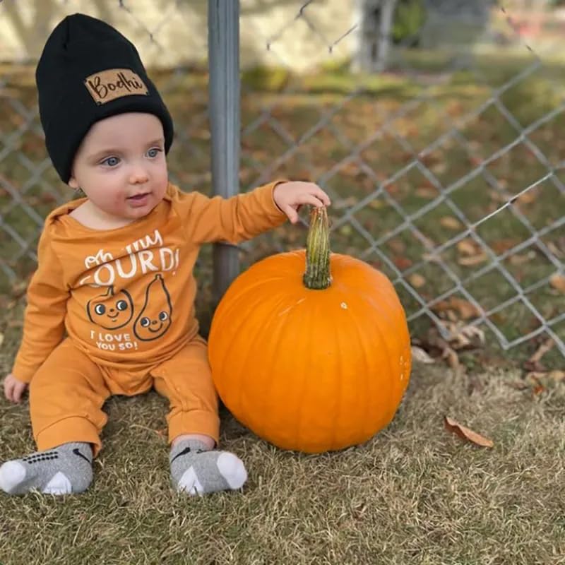 Custom Leather Patch Baby Beanie Hat