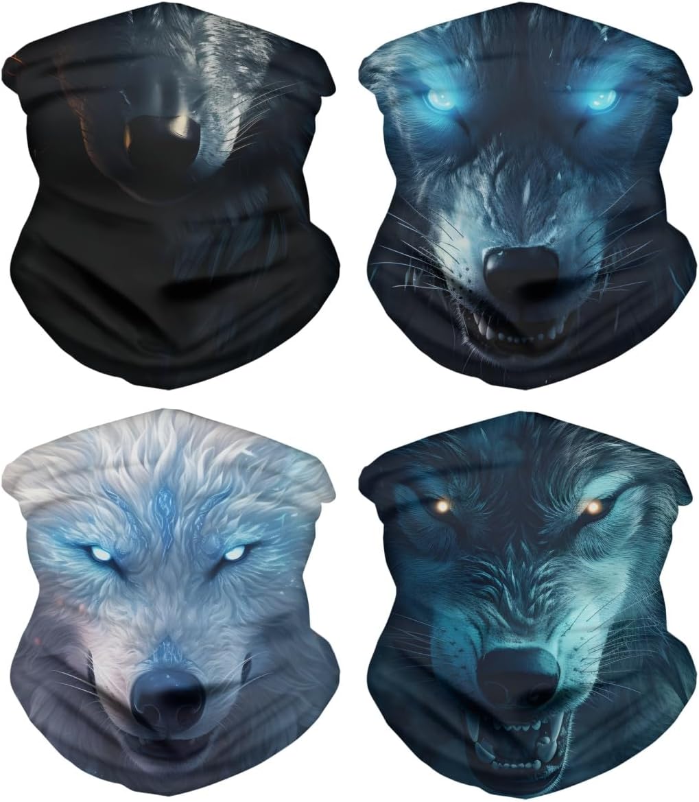 Cool Wolf Lion Print Face Mask Bandana for Men Women