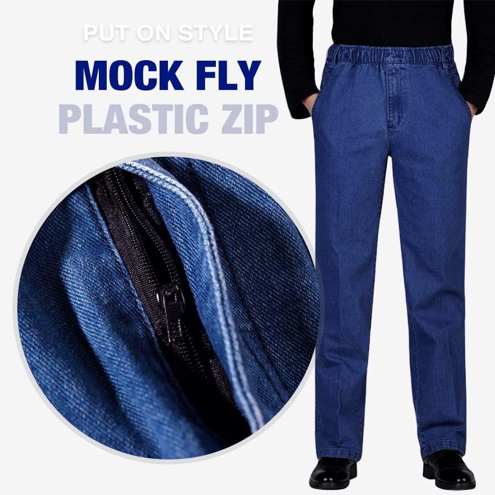 IDEALSANXUN Mens Elastic Waist Denim Pants