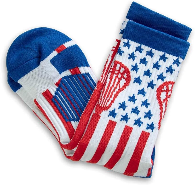 ChalkTalkSPORTS Lacrosse Performance Crew Socks - Patriotic USA