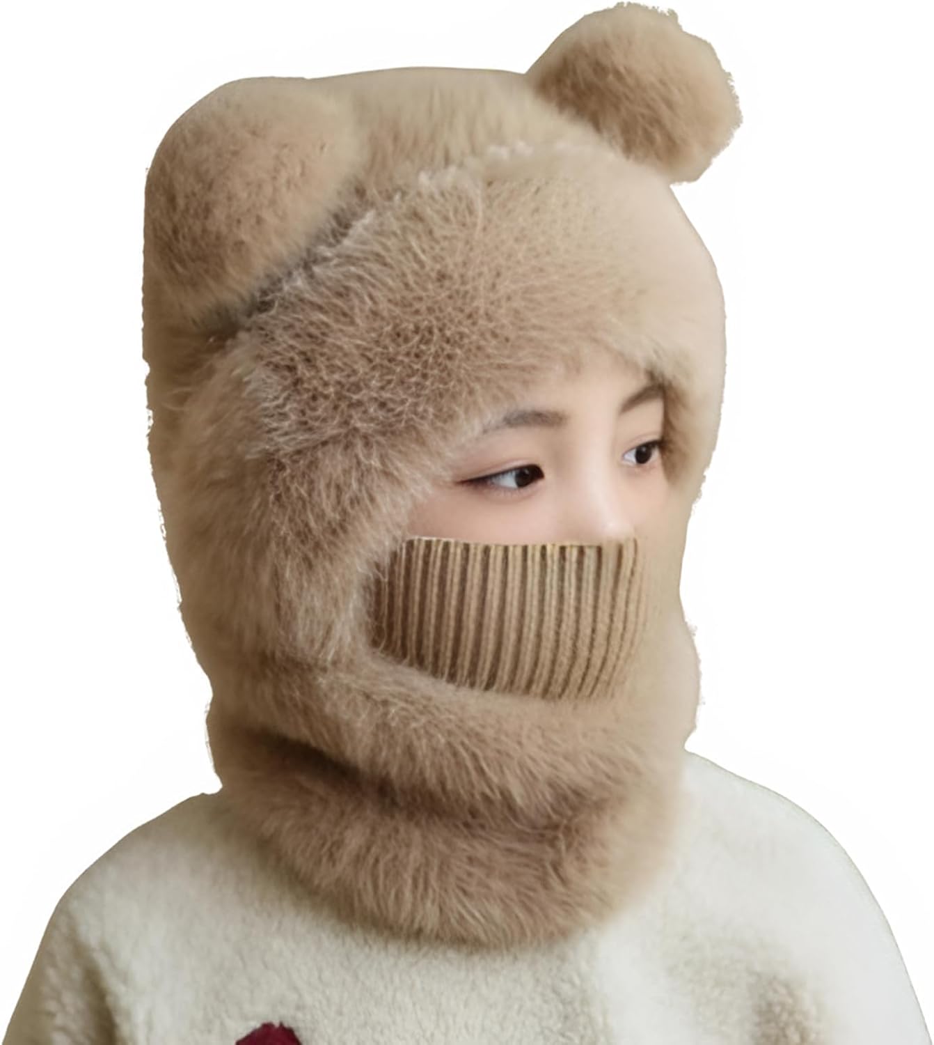 Winter Warm Hats for Kids Soft Material Bear Ears Design Windproof Comfy