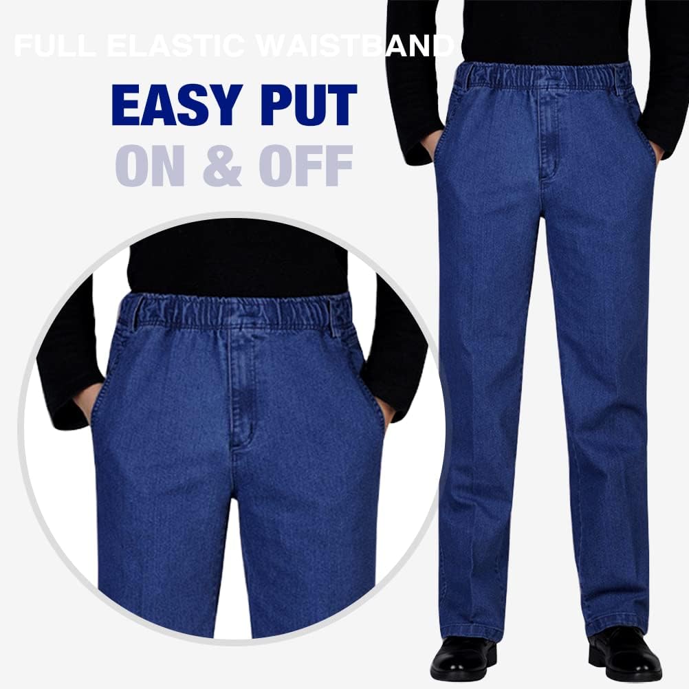 IDEALSANXUN Mens Elastic Waist Denim Pants